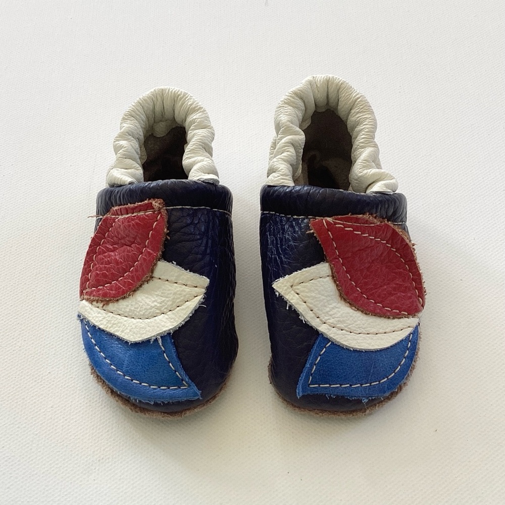 Starry Knight Leather Baby Shoes - Blue Red White